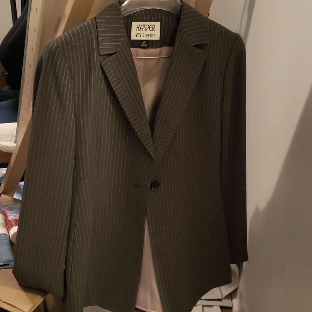 Kasper A.S.L. Petite pin striped Grey suit jacket
